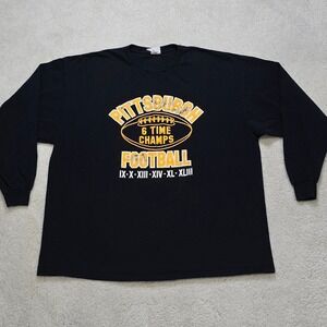 Pittsburgh Football 6‎ Time Champs Long Sleeve T Shirt Mens 2XL Delta Pro Weight